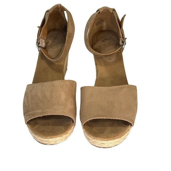 Style & Co Women’s Tan Espadrille Wedge Sandals 9M Open Toe Suede Ankle Strap - Picture 4 of 7